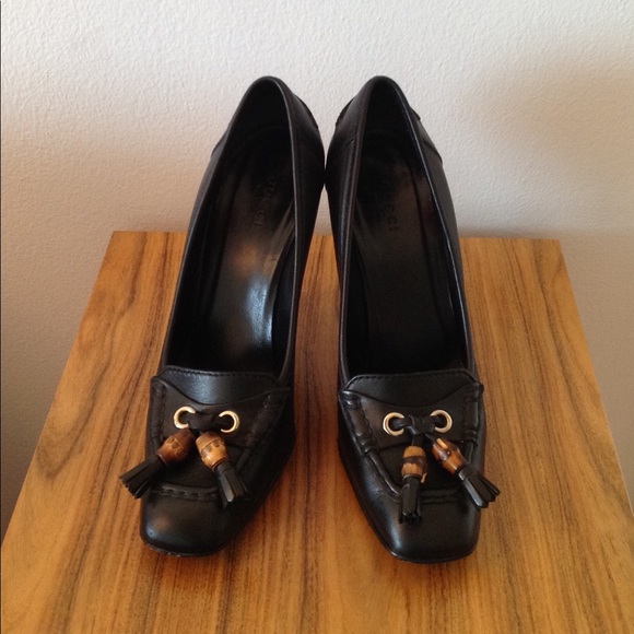 gucci black leather shoes